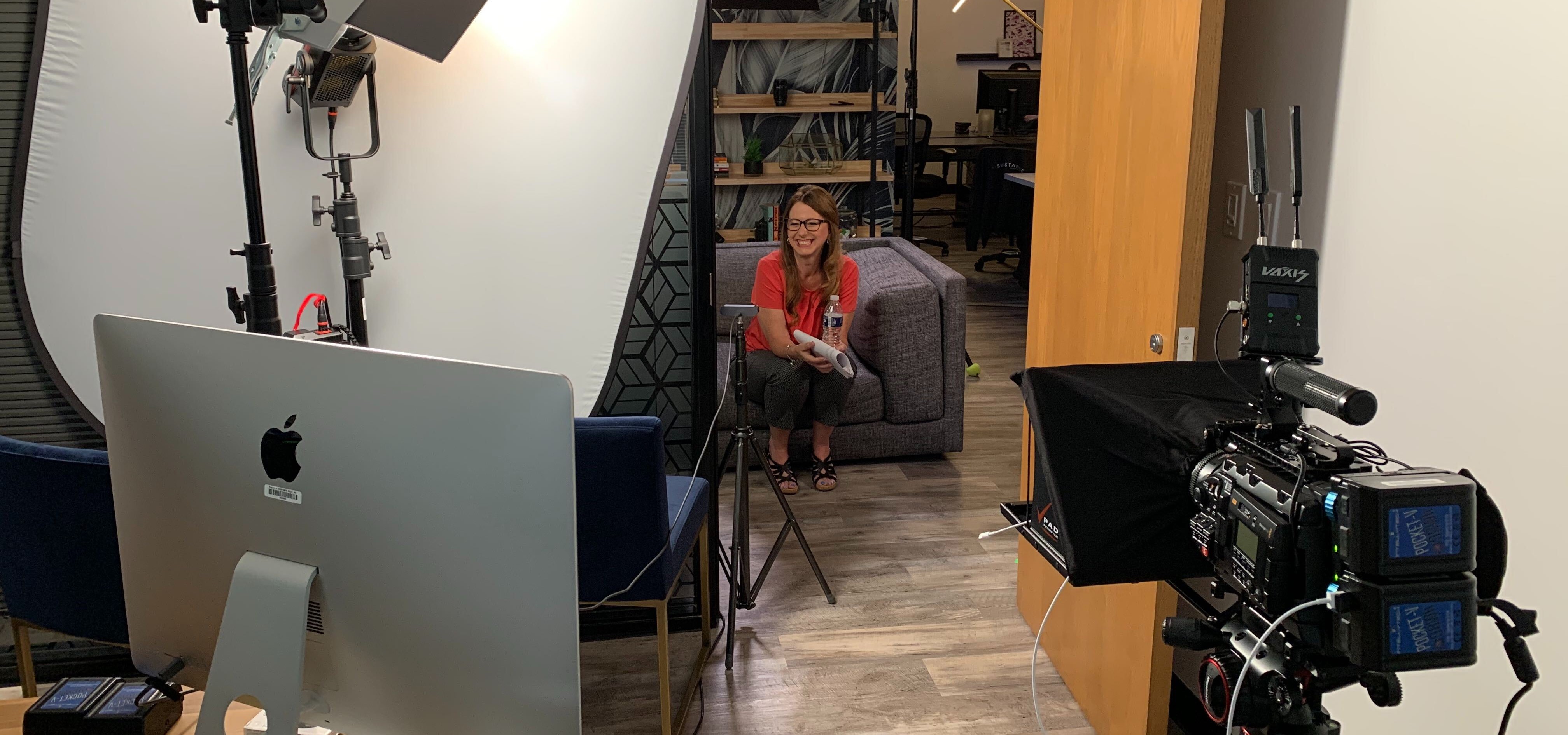 image of interviewee in from of streaming setup